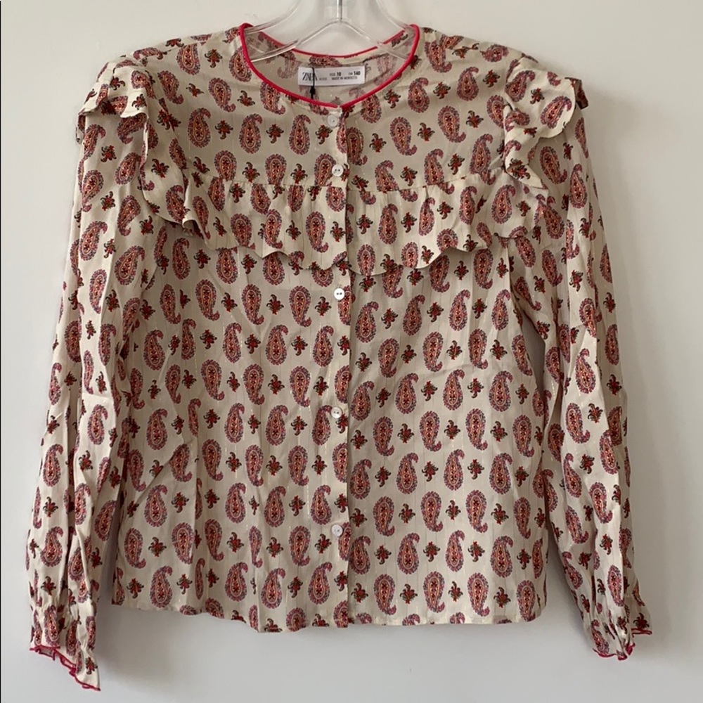 Zara Kids Girls Long Sleeve Paisley Blouse #C0029